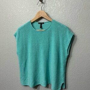 Eileen Fisher Green Boxy Sleeveless Muscle Tee